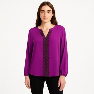 Anthropologie Skies Are Blue Women’s Purple V-Neck Top Size XS